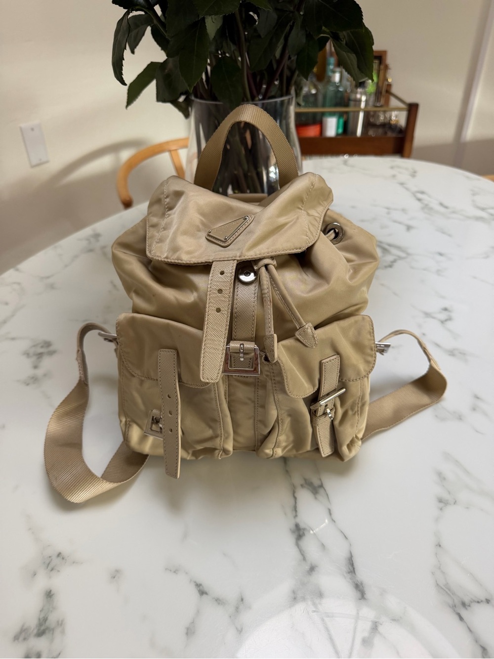 Prada Beige Nylon Backpack